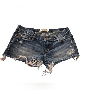 Vintage Abercrombie & Fitch Distressed Dark Blue Denim Cutoff Jean Shorts 2